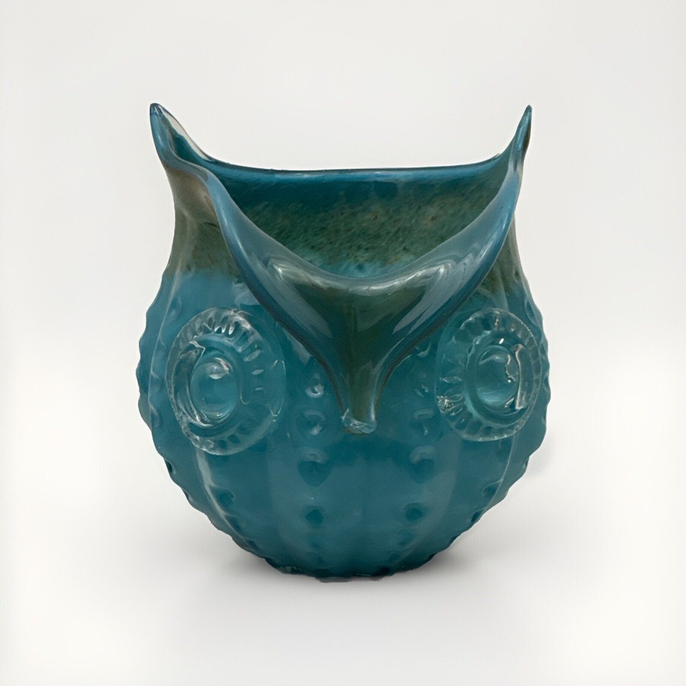 Large Murano Glass Owl Vase Retro Vintage 8.5"